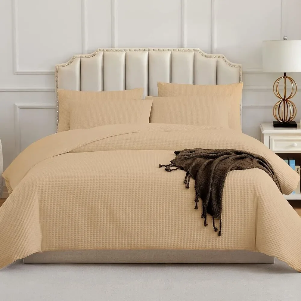 Waffle Duvet Cover King - Cotton Waffle Weave Duvet Cover, King Duvet Cover Set